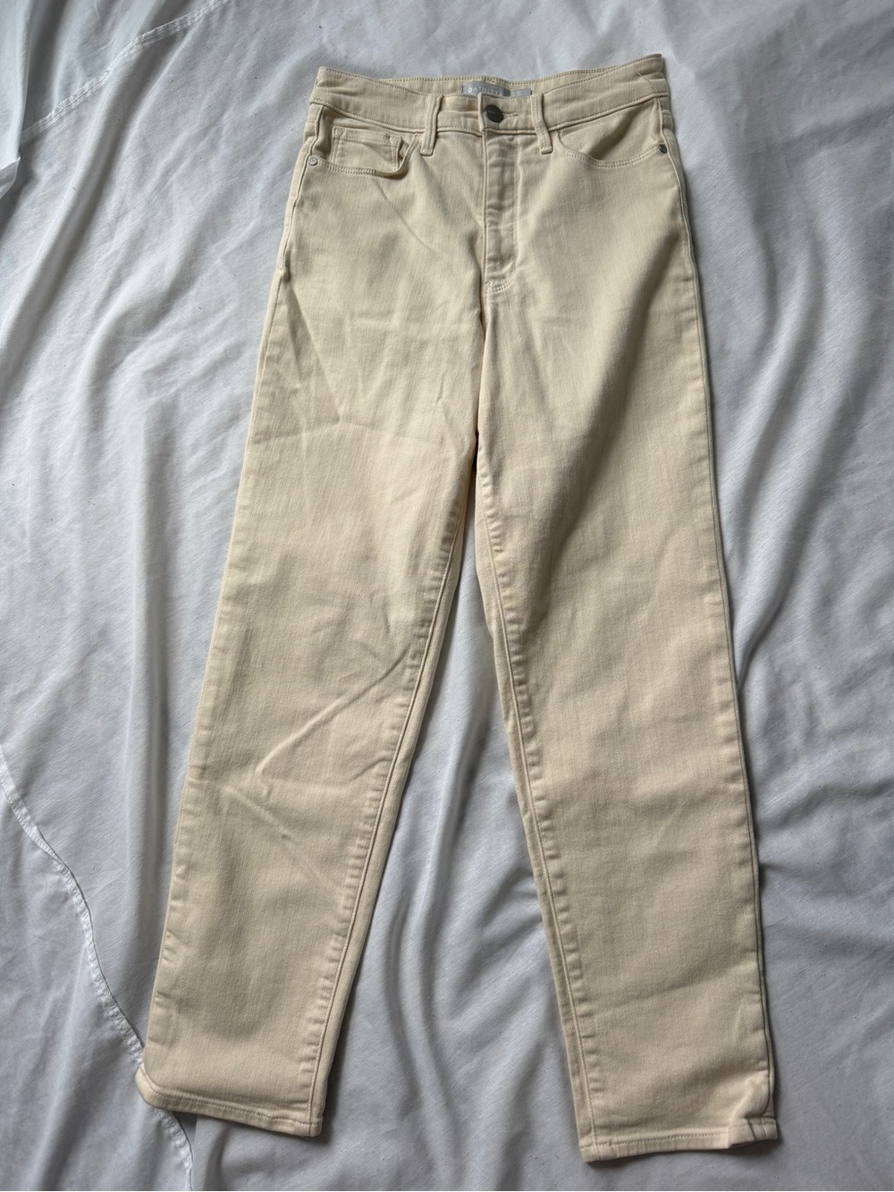 Athleta Sculptek Straight Leg Pants Women’s Size 4 Cream Stretch Mid Rise